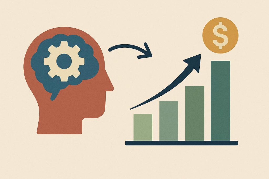 David Miller: How Mindset Shifts Drive Practical Business Growth Business growth concept illustrated with upward graphs and innovation icons reflecting mindset shifts