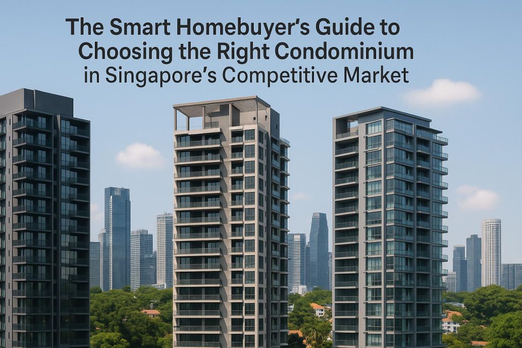 Modern Singapore condominium buildings with lush landscaping, illustrating smart homebuyer choices
