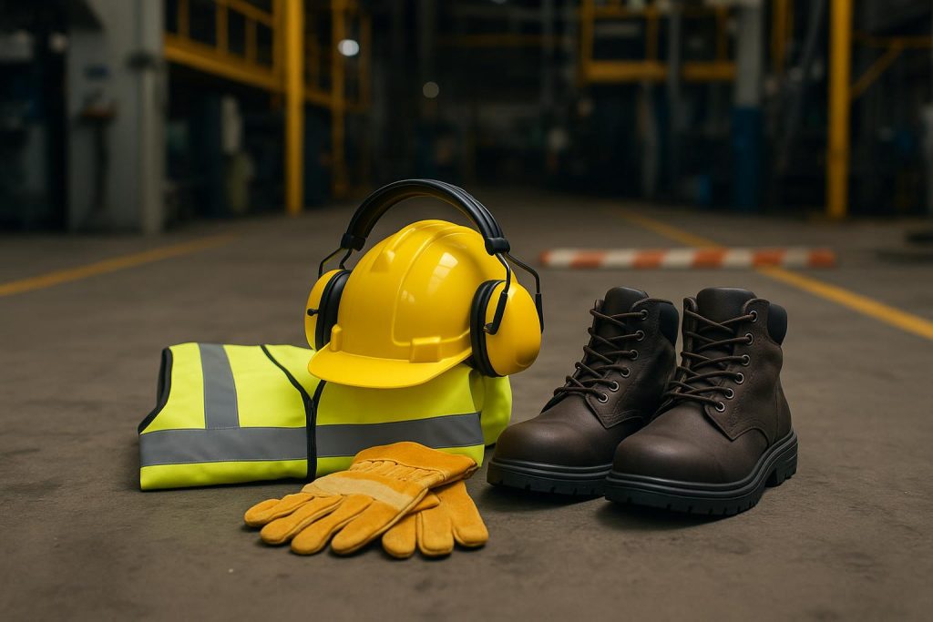 High-visibility safety gear and protective workwear in industrial workplace settings