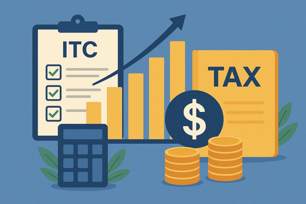 GST compliance documents and financial charts illustrating strategies to maximize Input Tax Credit