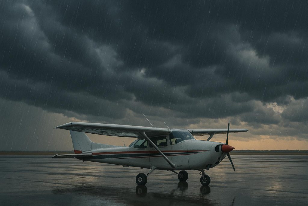 Arnold Buckman: Understanding How Weather Affects Small Aircraft Small aircraft flying under cloudy skies, illustrating weather impact on aviation safety