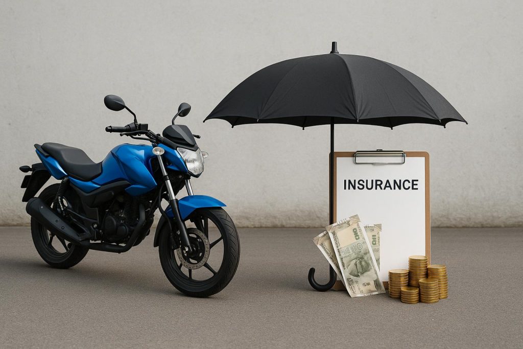 Bike Insurance: What You Should Know Before Buying a Policy in India Motorcycle parked with insurance documents in India, representing bike insurance policy concept
