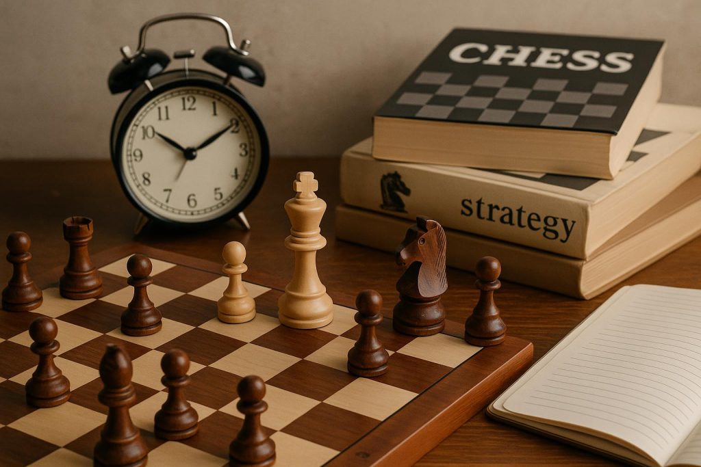 6 Reasons to Start Actively Playing and Studying Chess Chessboard with chess pieces set up, highlighting the benefits of playing and studying chess