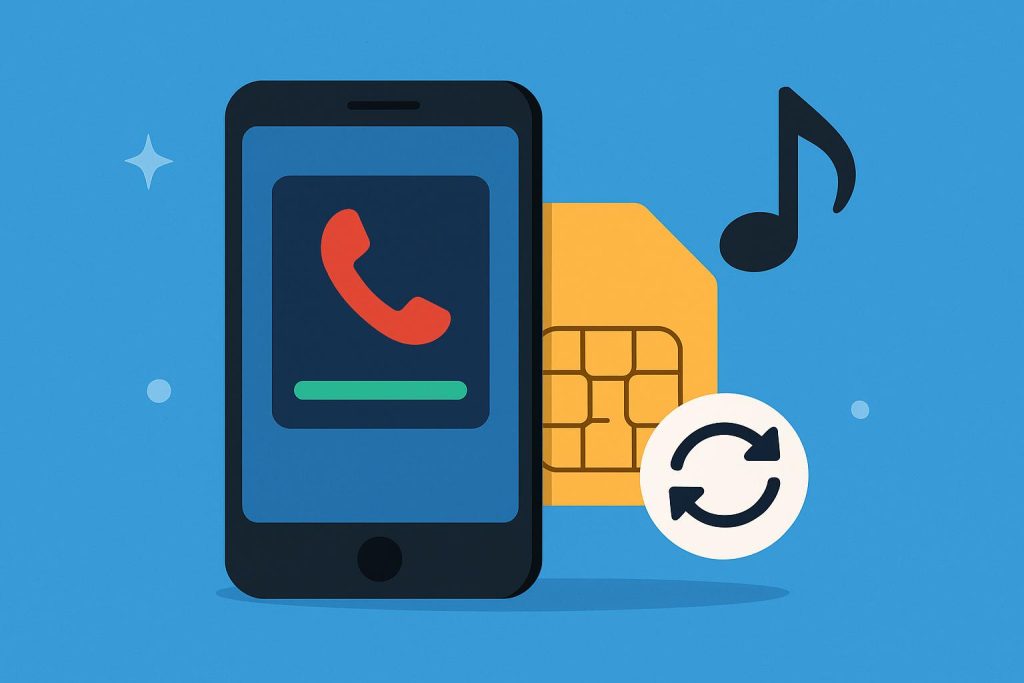Mobile phone showcasing caller tune settings during SIM number porting process