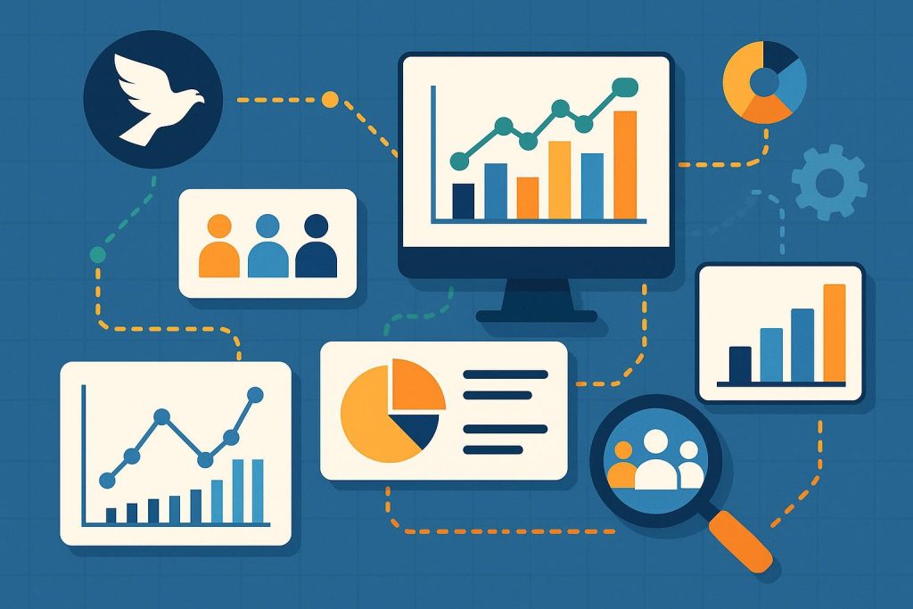 Yoba Falcon: How Data Analytics Is Transforming Workforce Staffing Decisions Abstract data analytics dashboard visualizing workforce staffing trends for Yoba Falcon solutions