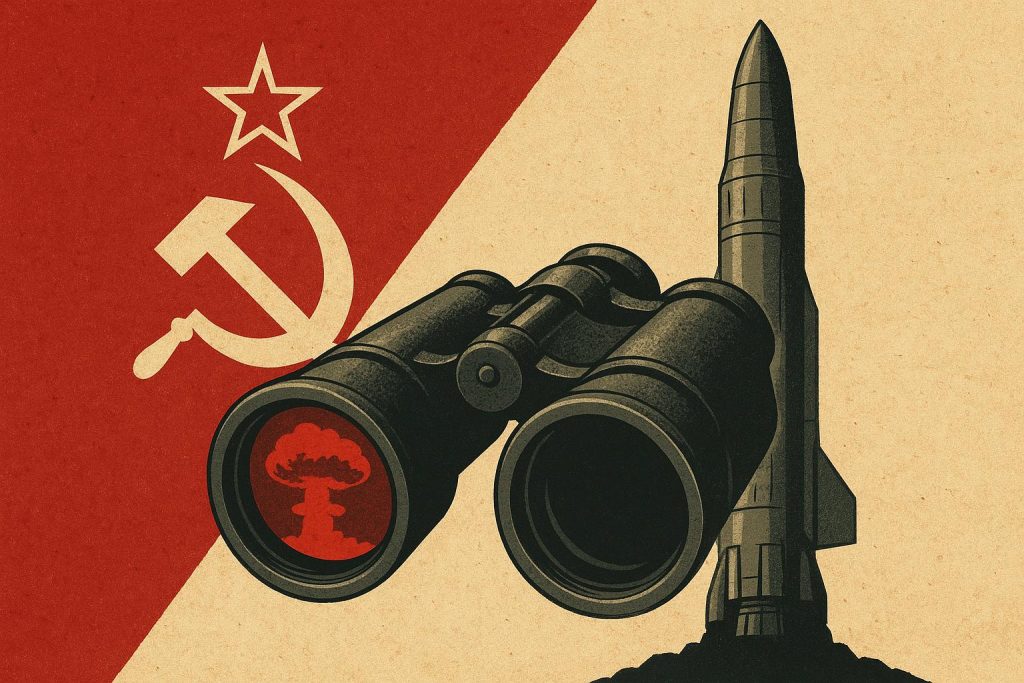 Adithan Arunachalam: How Soviet Espionage Shaped the Nuclear Arms Race Soviet espionage influencing nuclear arms race with documents, spy gear, and atomic symbols